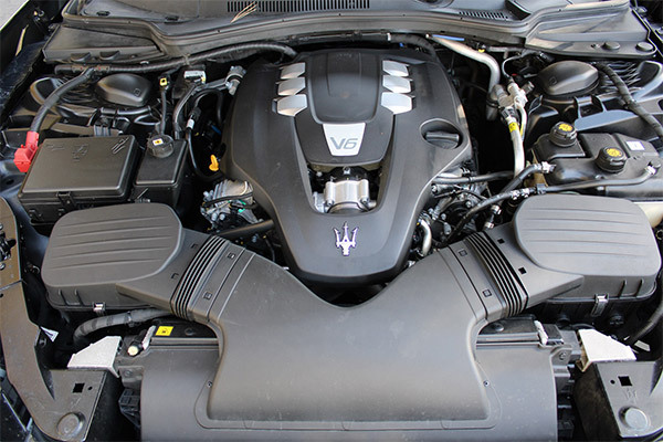 Engine view of used Maserati for sale near Atherton CA.